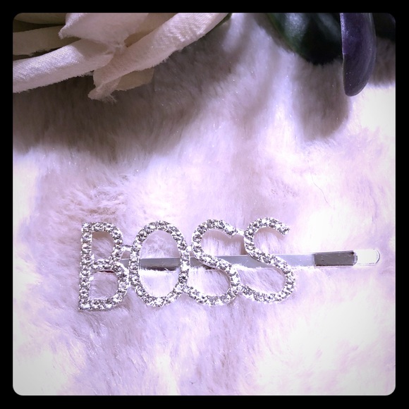 NEW “BOSS” Rhinestone Silver Bobby Pin - Picture 2 of 4